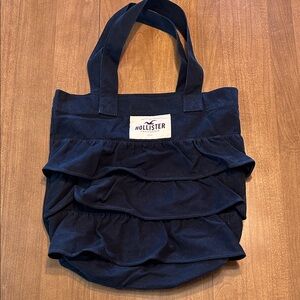 Hollister Dark Blue Ruffled Tote Bag
